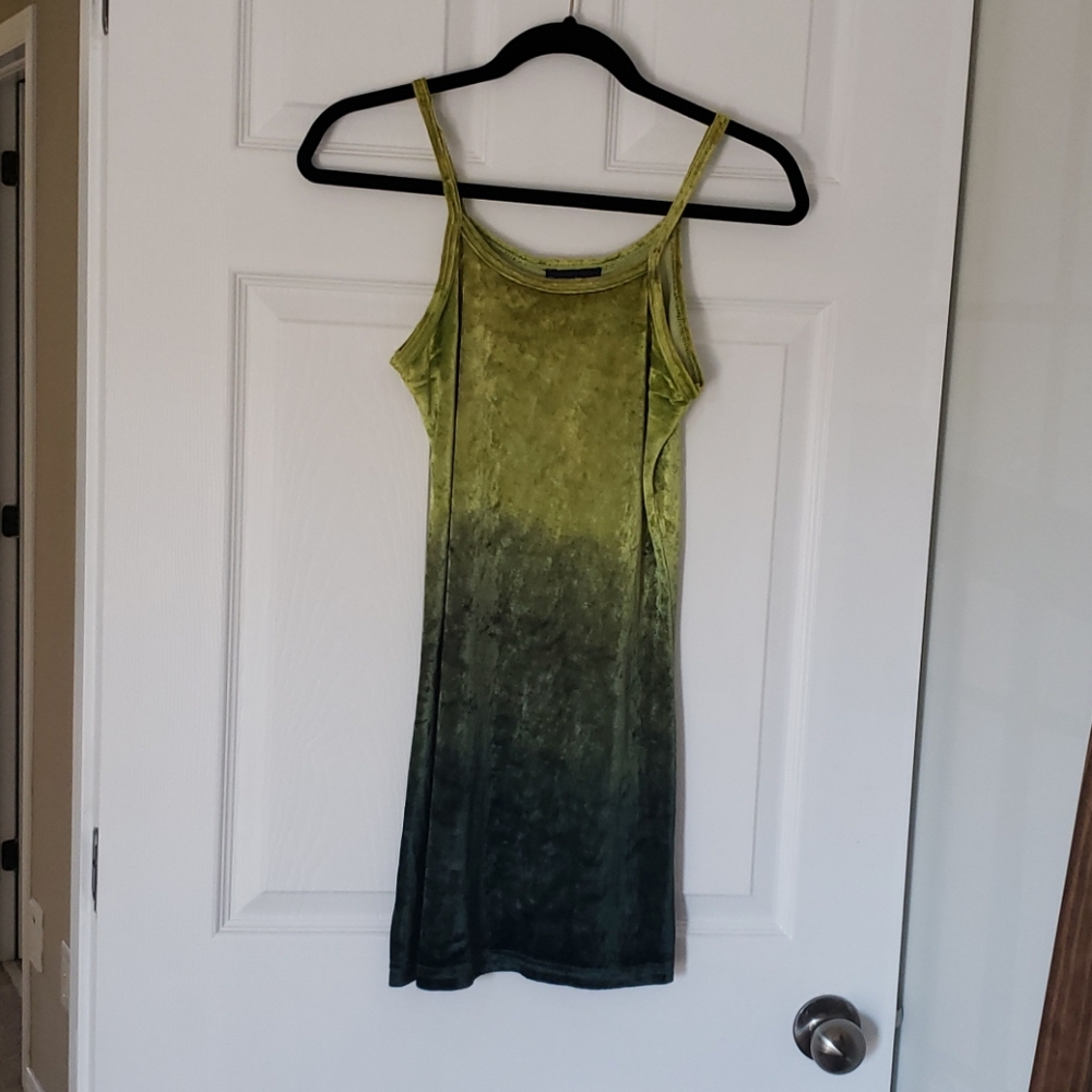 Vintage Green ombre velvet mini dress